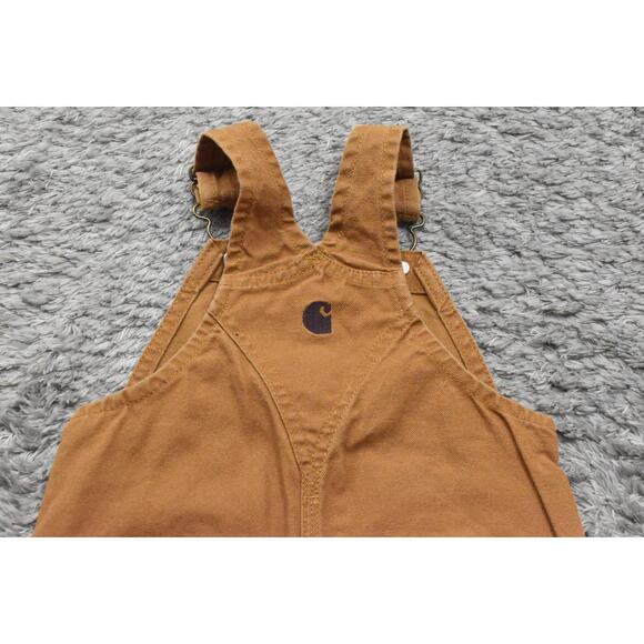 Carhartt Brown Cotton Double Knee Rib Overalls Canvas Size Toddler 18M - Picture 7 of 10